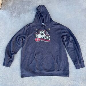 Fanatics Gray Men's San Francisco 49ers NFL NFC Champions Hoodie Sweatshirt 2XLT